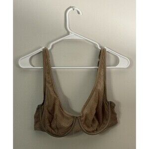 THIRDLOVE Unlined Modern Mesh Scoop Tan Bra Womens Size 34E